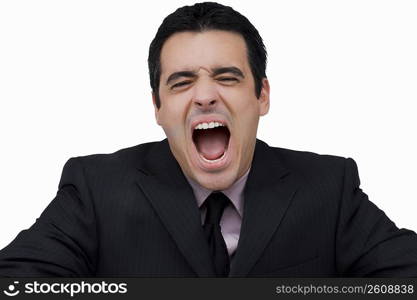 Close-up of a businessman shouting