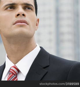 Close-up of a businessman thinking