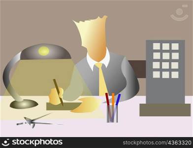 Close-up of a businessman working in an office