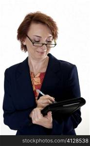 Close-up of a businesswoman holding a file