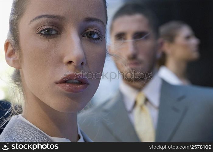 Close-up of a businesswoman looking serious