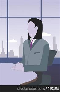 Close-up of a businesswoman sitting in an office