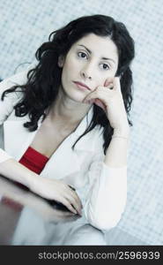 Close-up of a businesswoman thinking