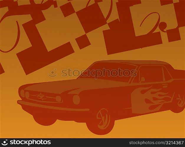 Close-up of a car against a yellow background