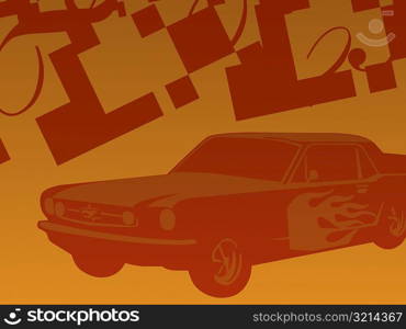 Close-up of a car against a yellow background