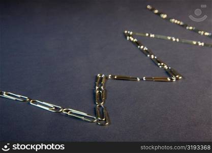 Close-up of a chain of paper clips