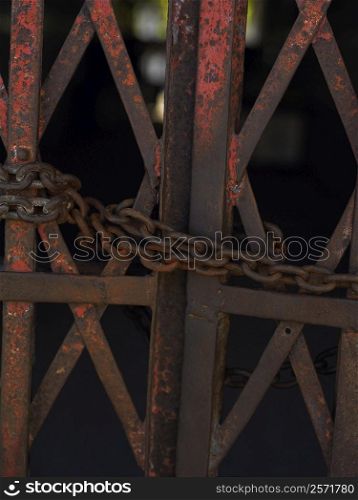 Close-up of a chain on a gate