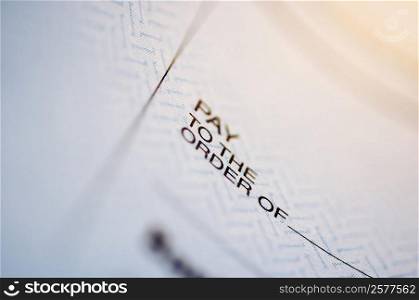 Close-up of a check