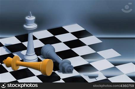 Close-up of a chessboard with chess pieces