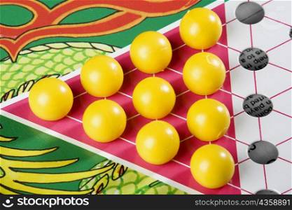 Close-up of a Chinese checkers board