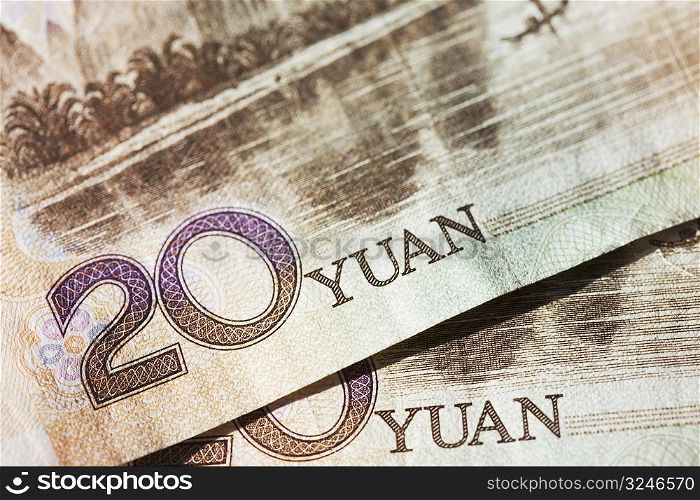 Close-up of a Chinese paper currency