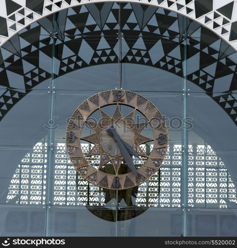 Close-up of a clock at Marrakesh Railway Station, Marrakesh, Morocco