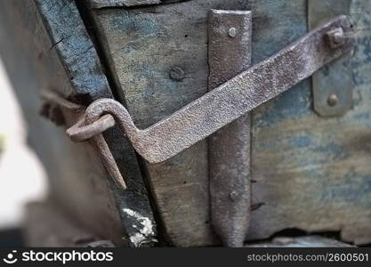 Close-up of a closed wooden box