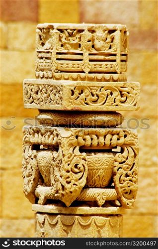 Close-up of a column, Rajmahal, Jaisalmer, Rajasthan, India