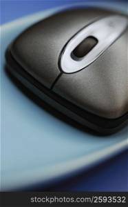 Close-up of a computer mouse on a mouse pad