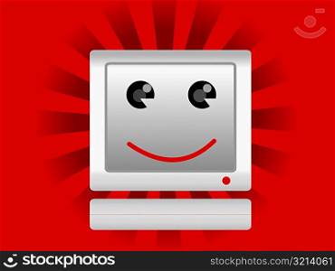 Close-up of a computer smiling