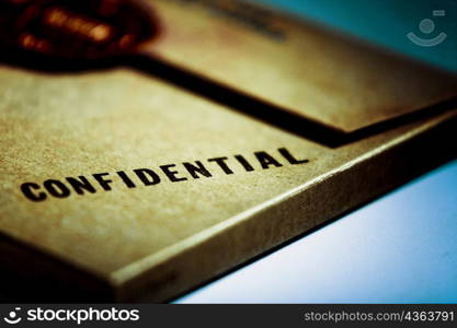 Close-up of a confidential envelope