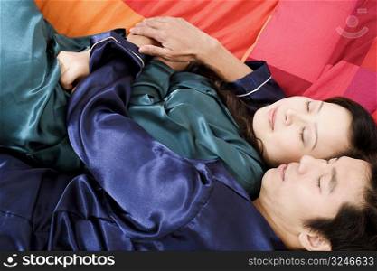 Close-up of a couple sleeping