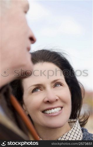 Close-up of a couple smiling