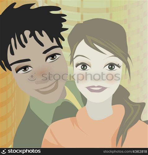 Close-up of a couple smiling