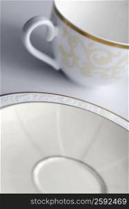 Close-up of a cup and a saucer