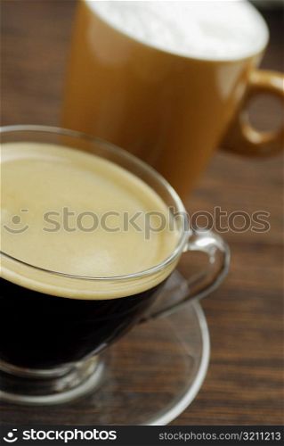 Close-up of a cup of black coffee