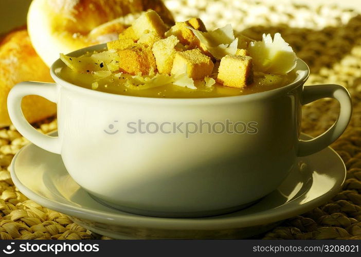 Close-up of a cup of soup