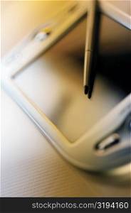 Close-up of a digitized pen on a personal data assistant