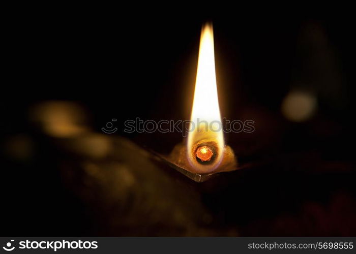 Close-up of a diya