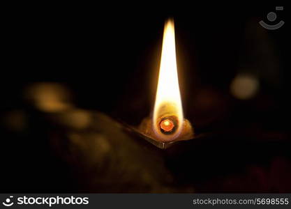 Close-up of a diya