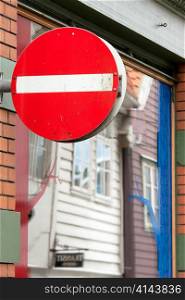 Close-up of a Do Not Enter sign, Bergen, Norway