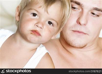 Close-up of a father and his son