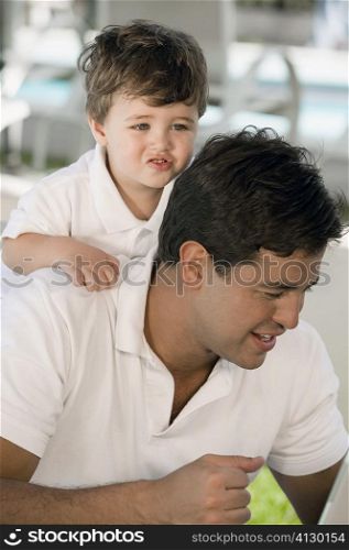 Close-up of a father with his son