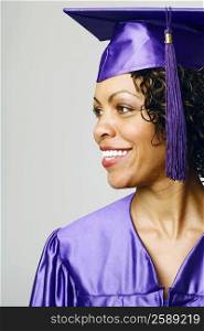 Close-up of a female graduate smiling