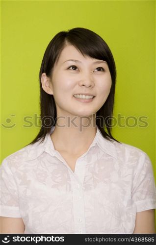 Close-up of a female office worker smiling