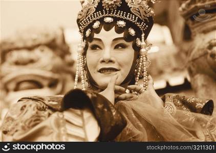 Close-up of a female opera performer, Hong Kong, China