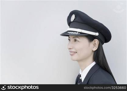 Close-up of a female pilot smiling