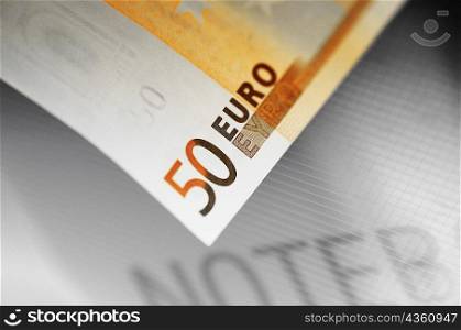 Close-up of a fifty euro banknote