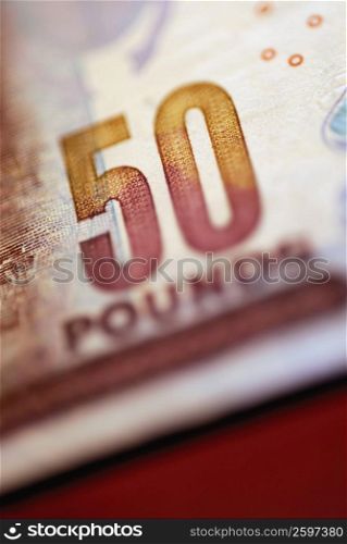 Close-up of a fifty pound note
