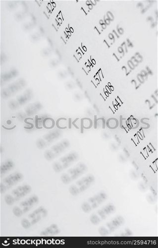 Close-up of a financial document