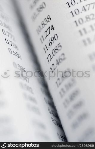 Close-up of a financial report