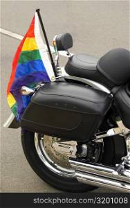 Close-up of a flag on a motorcycle