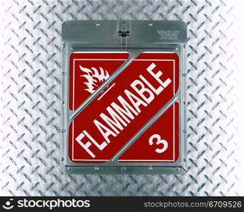 Close-up of a flammable sign