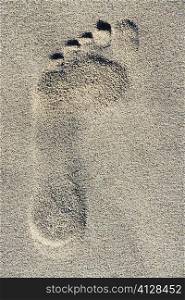 Close-up of a footprint in sand, Miami, Florida, USA