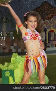 Close-up of a girl dancing at a birthday party