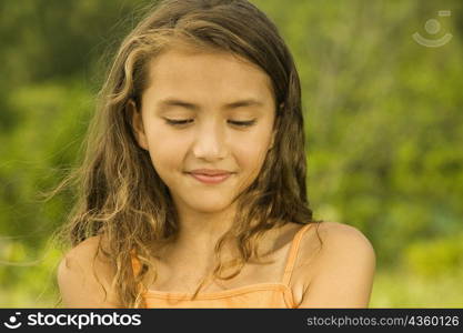 Close-up of a girl looking down