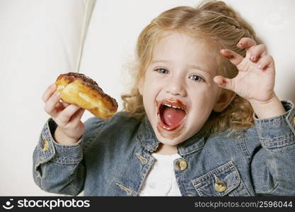 Close-up of a girl making a face