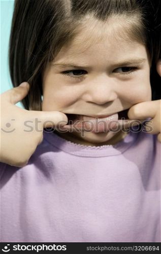 Close-up of a girl making a face