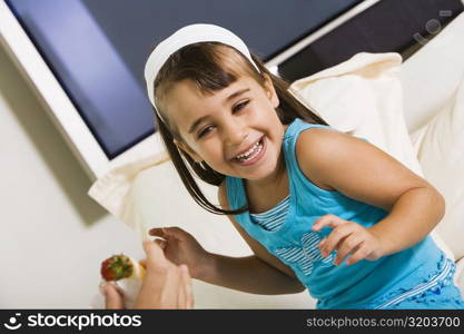 Close-up of a girl smiling