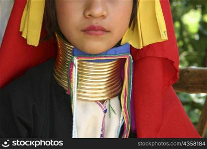 Close-up of a girl with a neckring, Chiang Mai, Thailand